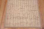Bottom Of Plush Cream Wool Pile Stripped Contemporary Modern Hallway Runner Rug 11149 by Nazmiyal Antique Rugs