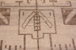Close Up Of Neutral Earthy Brown Cream Tribal Geometric Modern Area Rug 11265 by Nazmiyal Antique Rugs