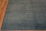 Corner Of Blue Grey Allover Brown Checkerboard Design Modern Handmade Wool Pile Area Rug 11481 by Nazmiyal Antique Rugs