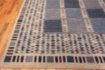 Corner Of Blue Flatwoven Scandinavian Modern Swedish Mid-Century Design Contemporary Geometric Kilim Rug 72543 by Nazmiyal Antique Rugs