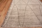 Corner Of Neutral Cream Brown Color Tribal Design Modern Area Rug 11622 by Nazmiyal Antique Rugs