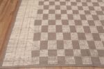 Corner Of Soft Brown Cream Tribal Checkerboard Design Modern Area Rug 11572 by Nazmiyal Antique Rugs