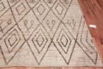 Corner Of Tribal Cream Brown Moroccan Berber Beni Ourain Design Modern Area Rug 11615 by Nazmiyal Antique Rugs