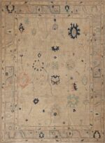 Cream Color Tribal Modern Turkish Oushak Design Area Rug 11549 by Nazmiyal Antique Rugs