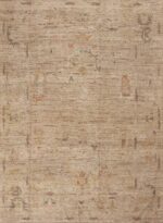 A facinating earthy cream neutral abstract modern Turkish Oushak design area rug 11337 by Nazmiyal Antique Rugs