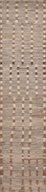 Neutral Color Earthy Geometric Modern Hallway Runner Rug 11090 by Nazmiyal Antique Rugs
