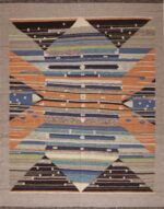 Contemporary Flatwoven Room Size Geometric Swedish Mid Century Modern Design Kilim Rug 72645 by Nazmiyal Antique Rugs