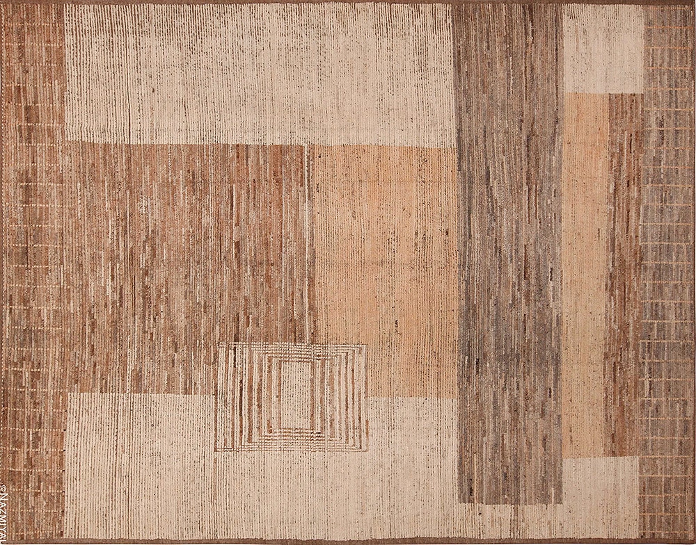 Geometric Earthy Brown Modern Area Rug Geometric Earthy Brown Modern Area Rug #61002 by Nazmiyal Antique Rugs