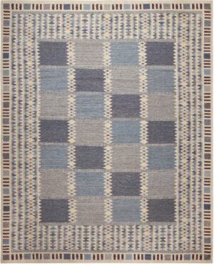 Large Geometric Modern Swedish Style Flatwoven Area Rug 72662 by Nazmiyal Antique Rugs