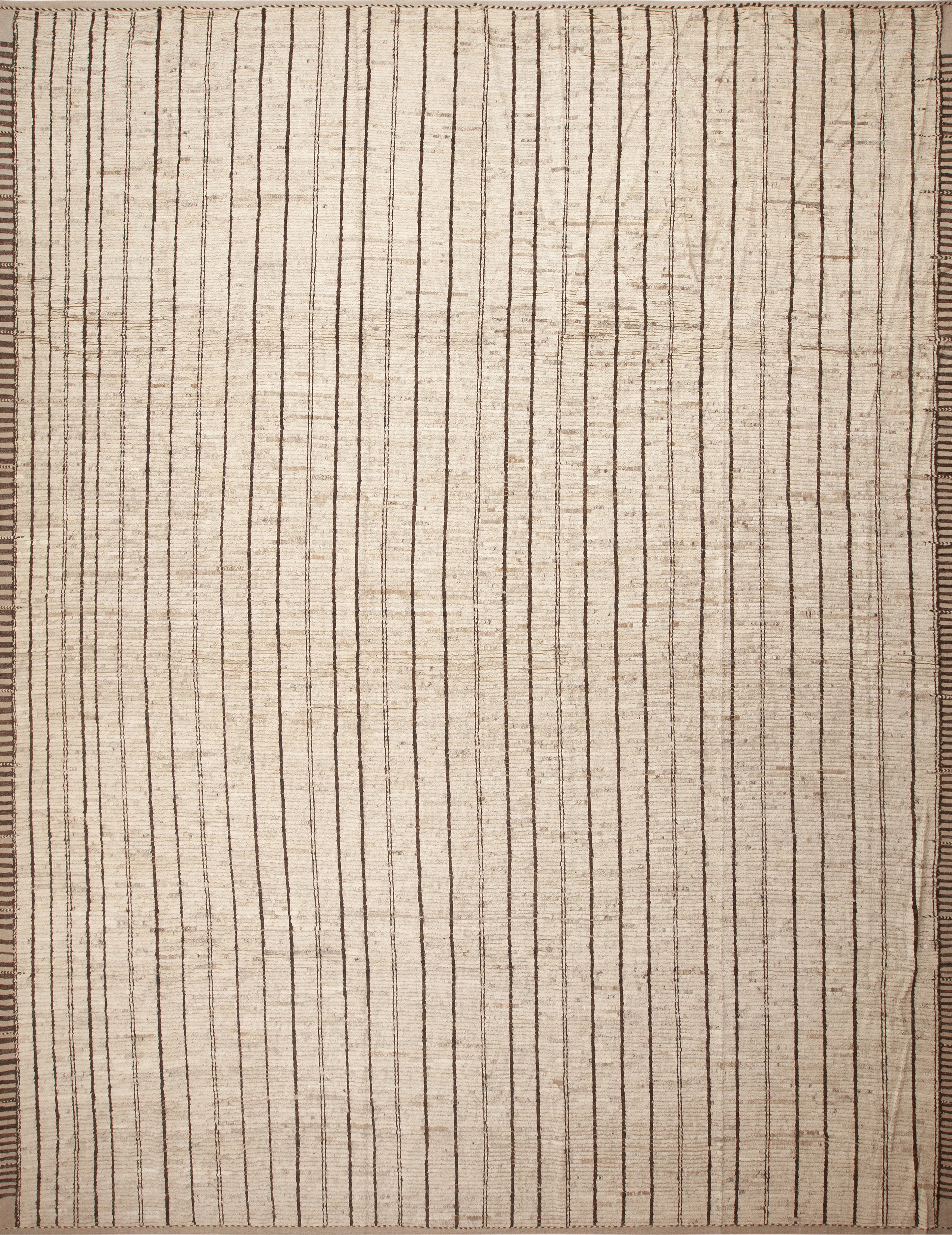 Large Ivory Minimalist Stripped Modern Rug 11866 Nazmiyal Rugs