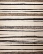 Large Size Neutral Color White Black Modern Flatweave Kilim Rug #11733 by Nazmiyal Rugs