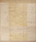 Beautiful Soft Light Cream and Yellow Color Modern Room Size Geometric Design Area Rug 11393 by Nazmiyal Antique Rugs