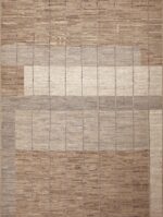 Modern Minimalist Geometric Design Earthy Color Contemporary Room Size Area Rug #11606 by Nazmiyal Antique Rugs