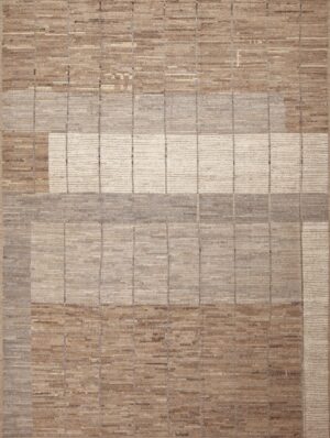 Modern Minimalist Geometric Design Earthy Color Contemporary Room Size Area Rug #11606 by Nazmiyal Antique Rugs
