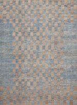 Beautiful And Artistic Modern Tribal Geometric Checkboard Design Light Blue And Neutral Room Size Area Rug 11400 by Nazmiyal Antique Rugs