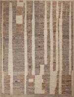 Neutral Earthy Grey Brown and Cream Color Tribal Design Modern Room Size Area Rug #11607 by Nazmiyal Antique Rugs