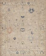 Neutral Light Color Contemporary Modern Turkish Oushak Area Rug 11381 by Nazmiyal Antique Rugs