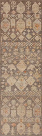 Primitive Tribal Geometric Design Earthy Modern Hallway Runner Rug 11023 by Nazmiyal Antique Rugs