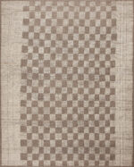 Soft Brown Cream Tribal Checkerboard Design Modern Area Rug 11572 by Nazmiyal Antique Rugs