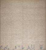 Extremely Decorative Square Shape Cream Color Artistic Abstract Tribal Design Modern Rug 11721 by Nazmiyal Antique Rugs