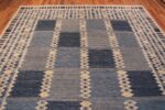 Top Of Gray Blue Flatwoven Scandinavian Modern Swedish Mid-Century Design Contemporary Geometric Kilim Rug 72543 by Nazmiyal Antique Rugs