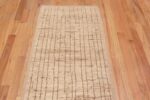Top Of Plush Cream Wool Pile Stripped Contemporary Modern Hallway Runner Rug 11149 by Nazmiyal Antique Rugs