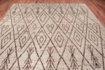 Top Of Tribal Cream Brown Moroccan Berber Beni Ourain Design Modern Area Rug 11615 by Nazmiyal Antique Rugs