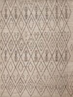 Tribal Cream Brown Moroccan Berber Beni Ourain Design Modern Area Rug 11615 by Nazmiyal Antique Rugs