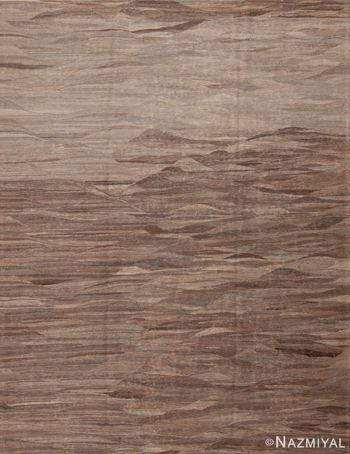 Brown Abstract Tribal Design Modern Flatweave Kilim Area Rug 11437 by Nazmiyal Antique Rugs