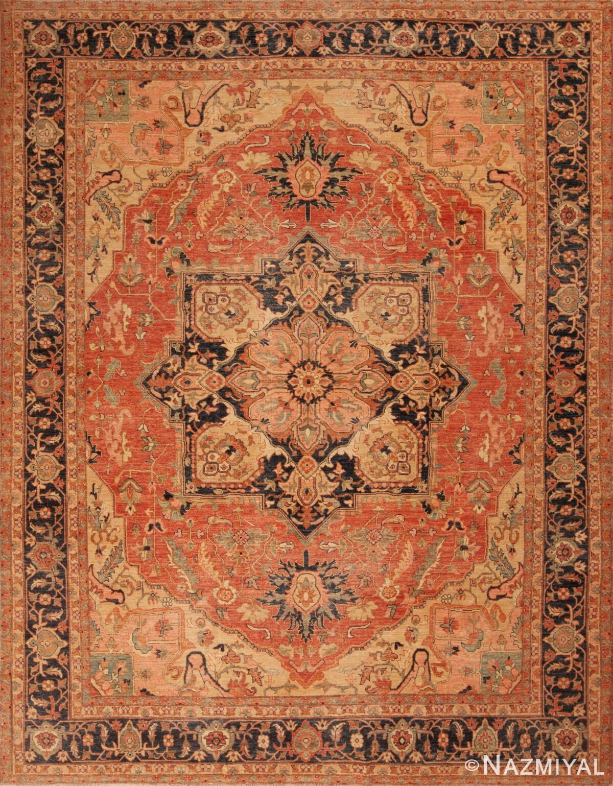 Beautifully Classic Persian Heriz Medallion Design Modern Room Size Area Rug 11525 by Nazmiyal Antique Rugs