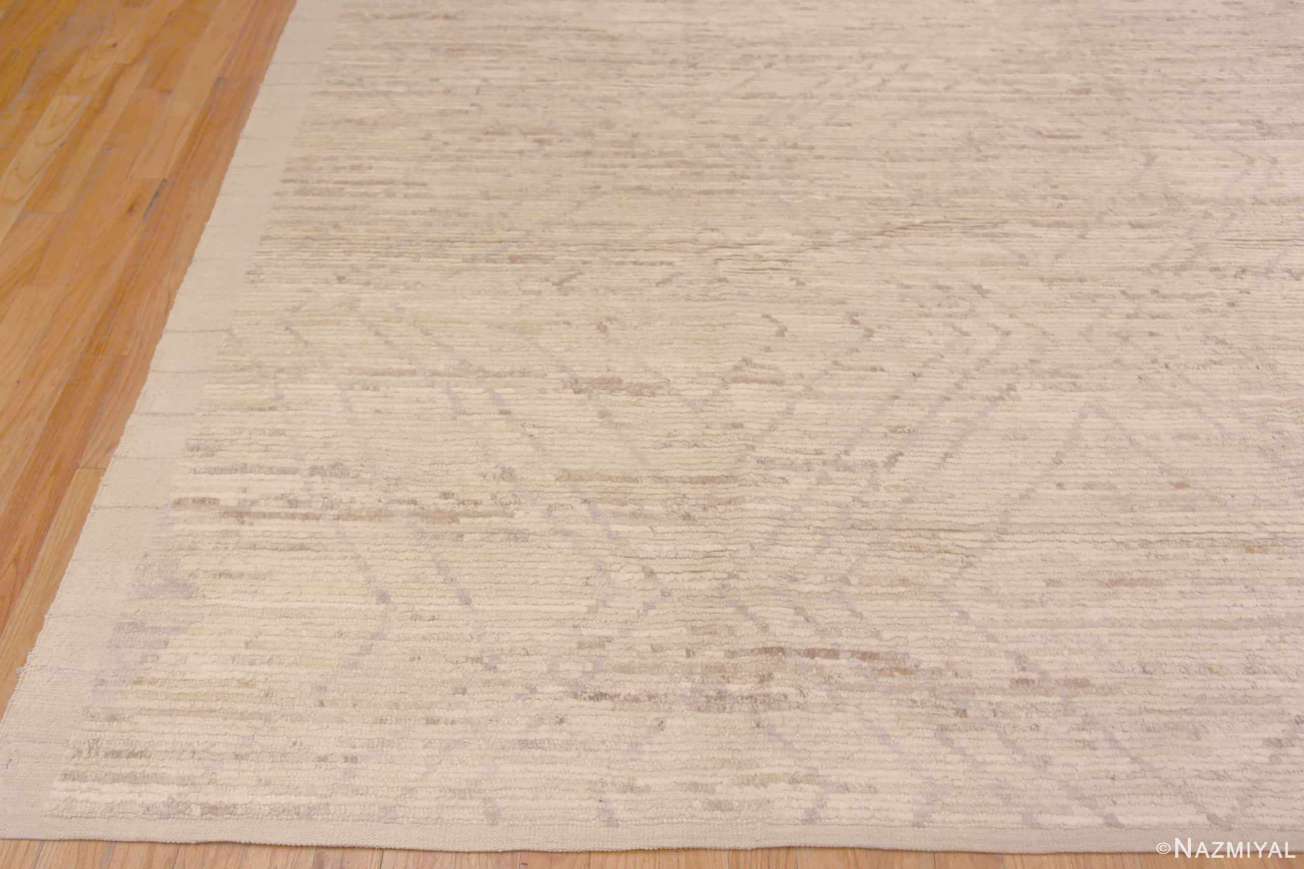 Corner Of Light Color Geometric Berber Moroccan Beni Ourain Design Modern Area Rug 11584 by Nazmiyal Antique Rugs
