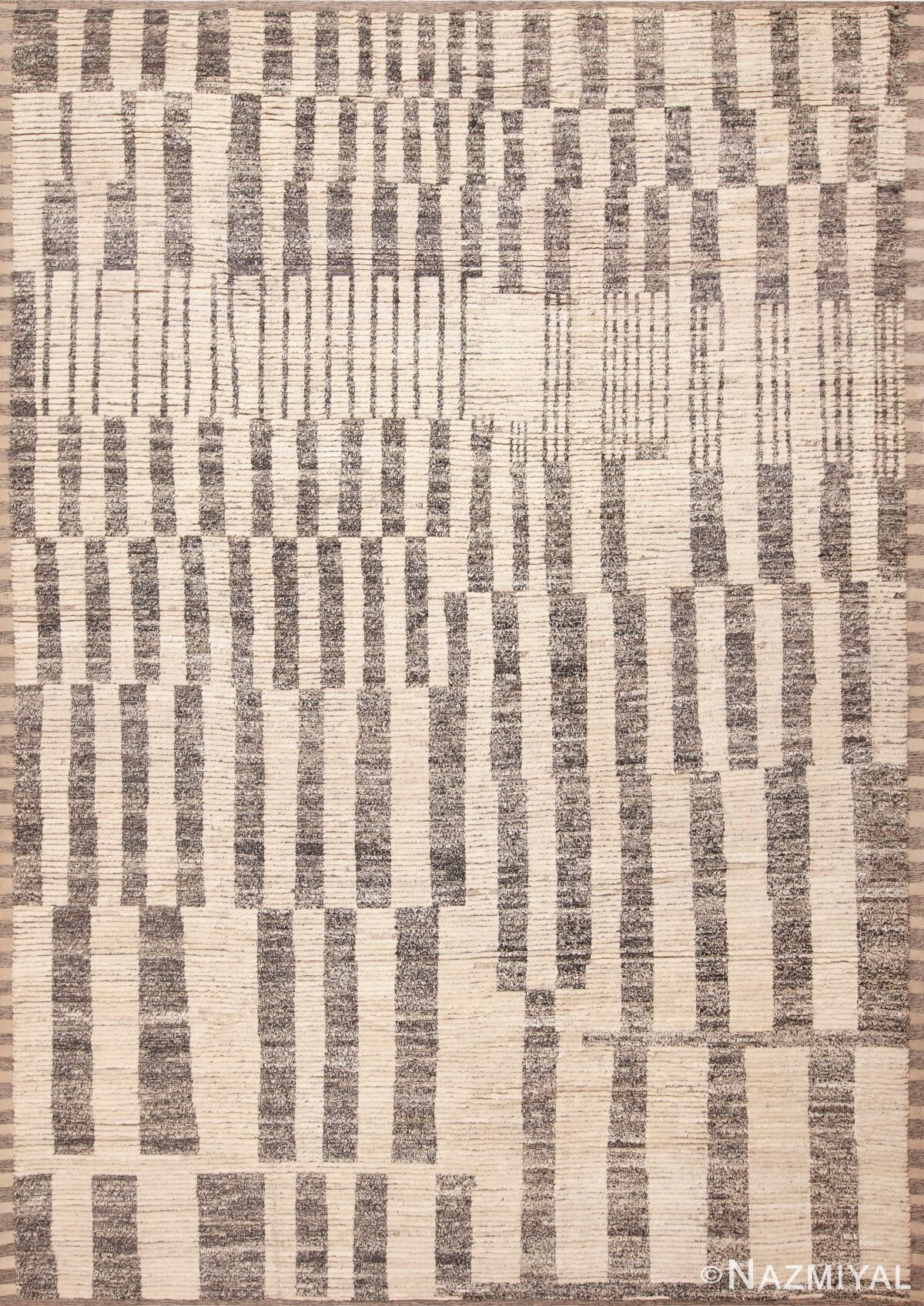 Cream Gray Neutral Tribal Geometric Design Modern Area Rug 11664 by Nazmiyal Antique Rugs