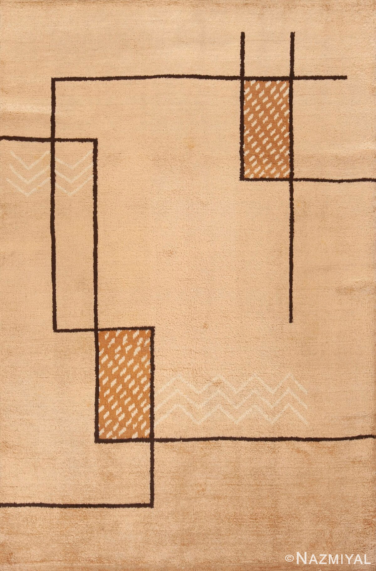Geometric Antique Minimalist French Art Deco Design Area Rug 72576 at Nazmiyal Antique Rugs
