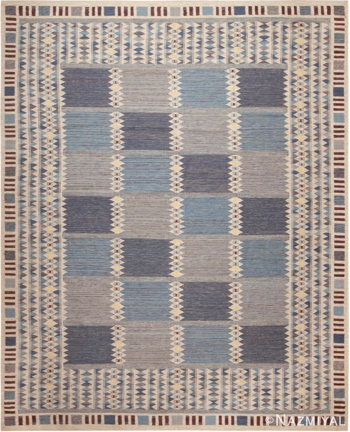 Large Geometric Modern Swedish Style Flatwoven Area Rug 72662 by Nazmiyal Antique Rugs