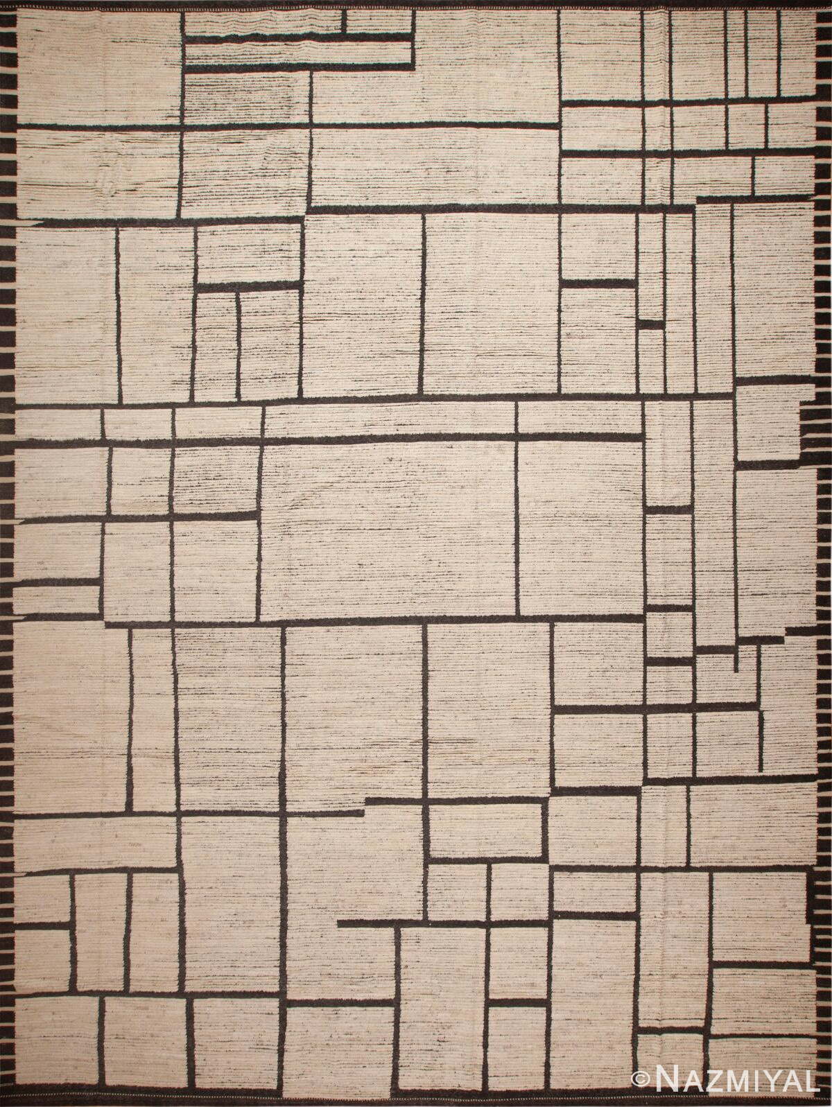Beautiful Handmade Large Size Cream Color Background Artistic Geometric Design Modern Area Rug 11829 by Nazmiyal Antique Rugs