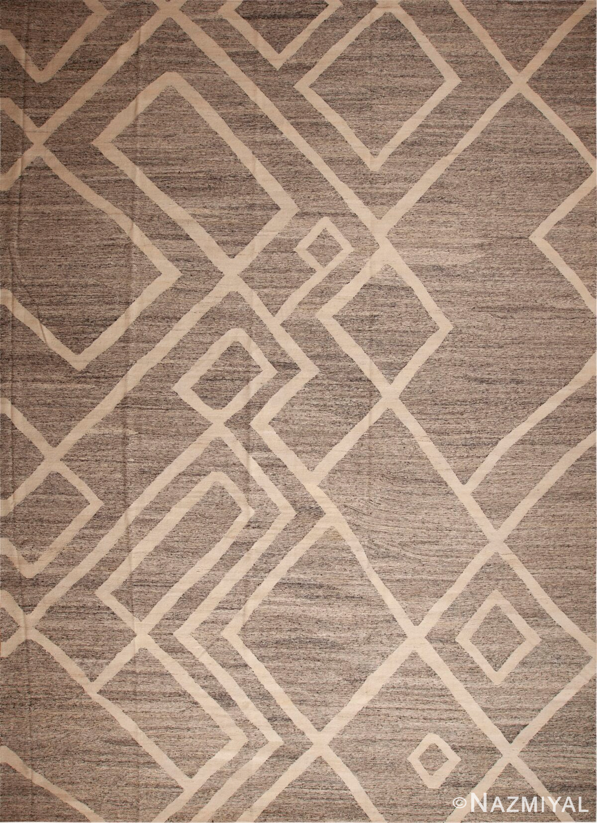 Large Size Grey Color Flatweave Tribal Geometric Modern Kilim Rug #11822