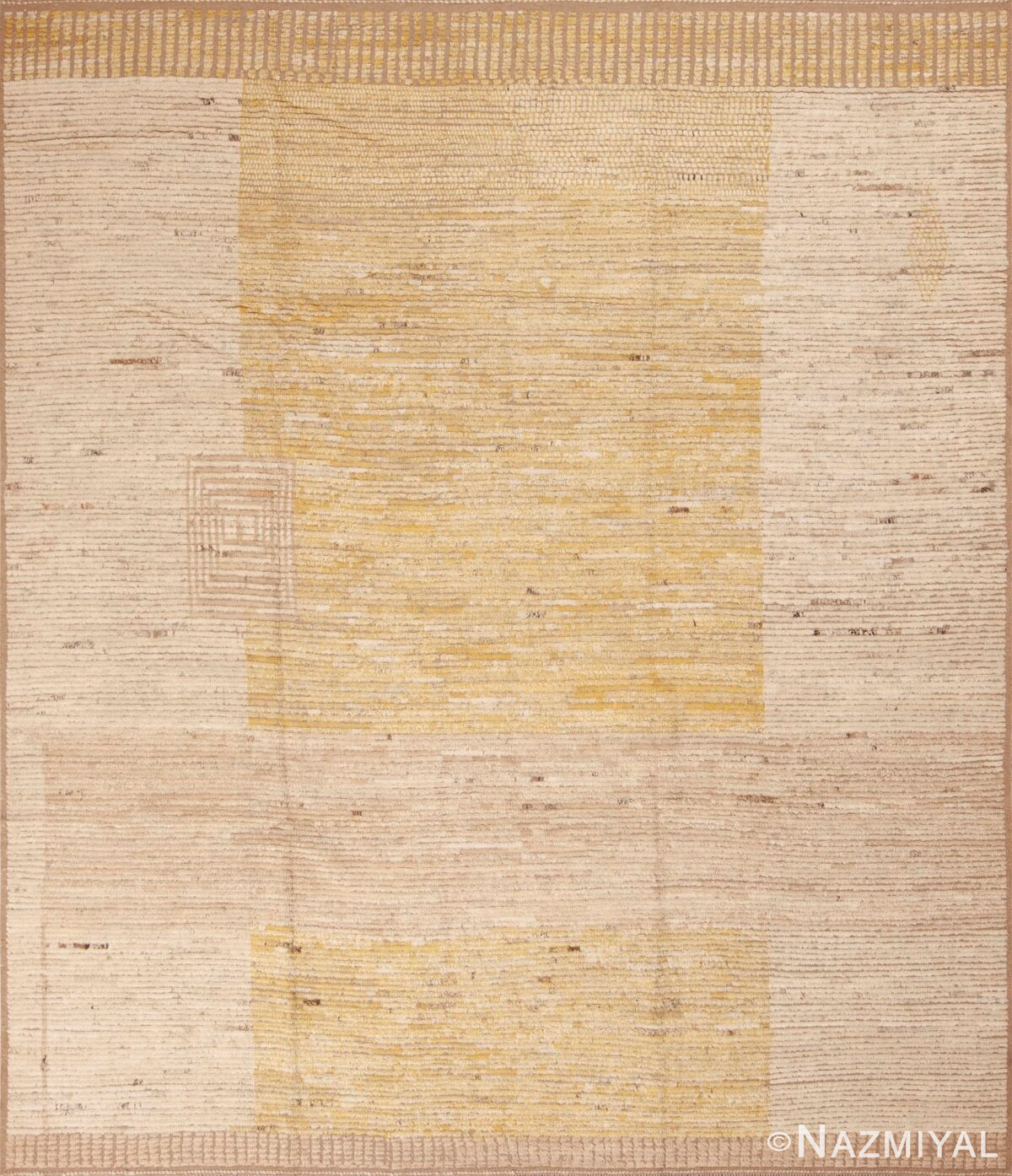 Beautiful Soft Light Cream and Yellow Color Modern Room Size Geometric Design Area Rug 11393 by Nazmiyal Antique Rugs