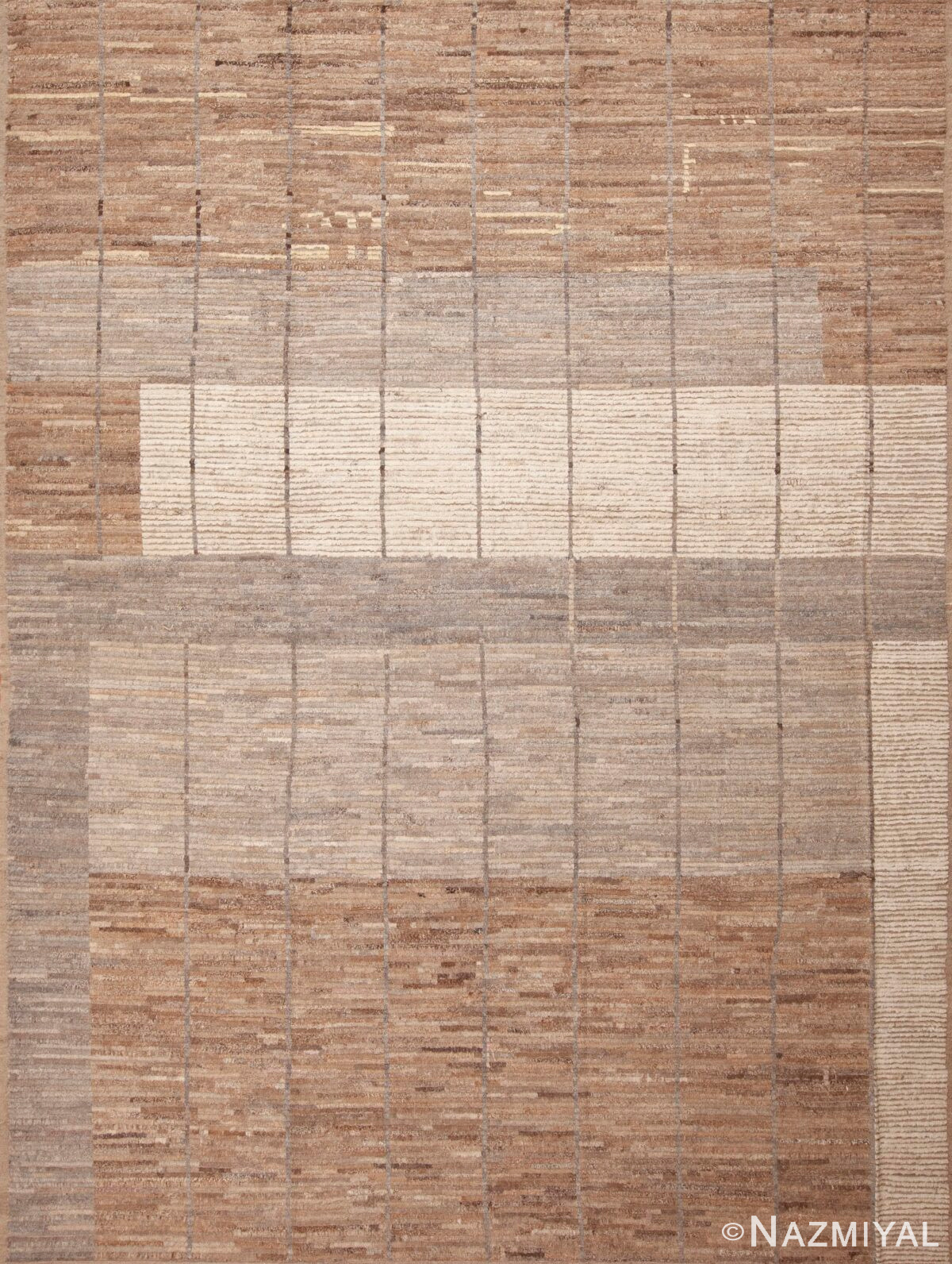 Modern Minimalist Geometric Design Earthy Color Contemporary Room Size Area Rug #11606 by Nazmiyal Antique Rugs