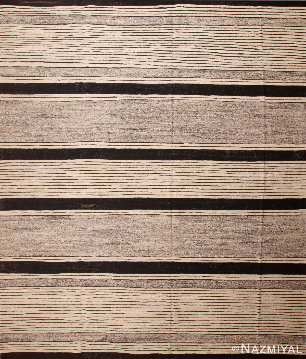 Modern Neutral Color Abstract Geometric Design Flatwoven Kilim Area Rug #11737