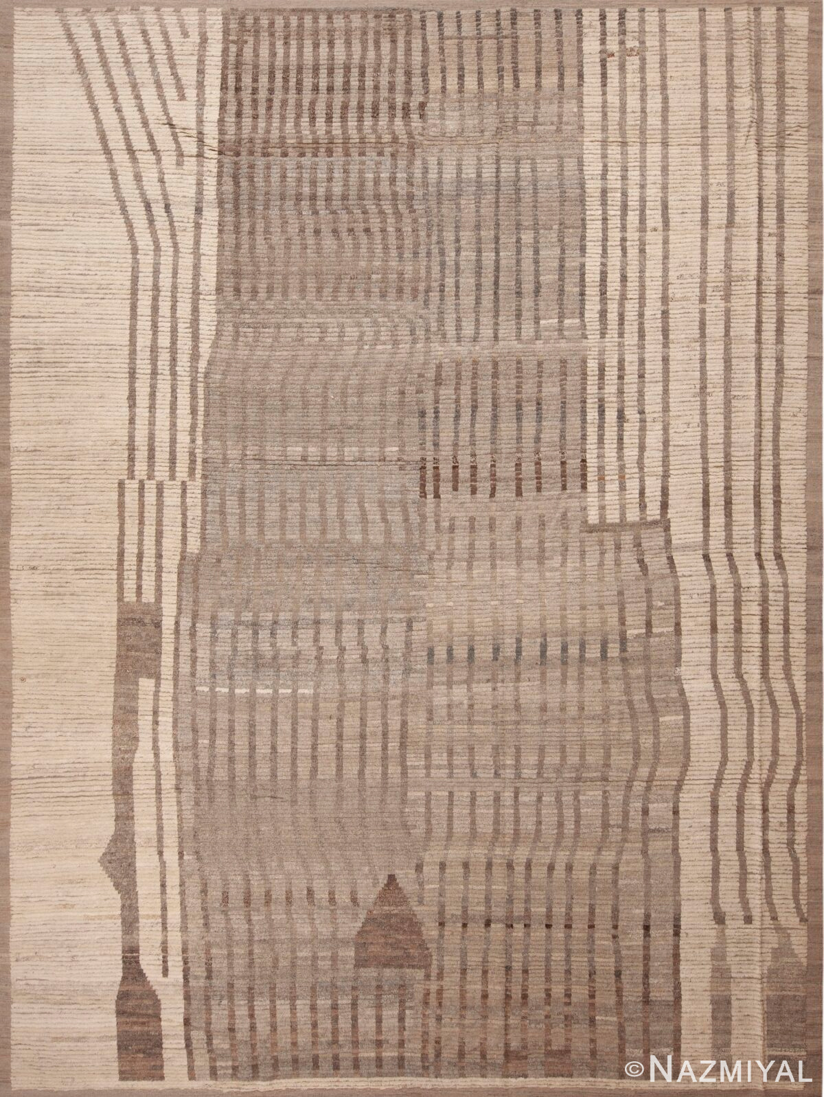 Beautiful Soft Neutral Earthy Color Tribal Geometric Design Room Size Modern Area Rug 11634 by Nazmiyal Antique Rugs