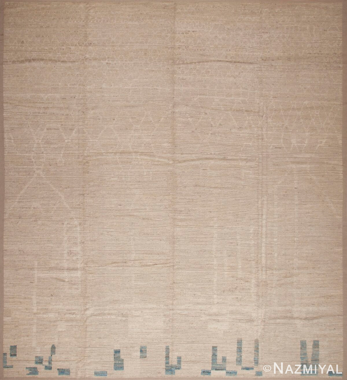 Extremely Decorative Square Shape Cream Color Artistic Abstract Tribal Design Modern Rug 11721 by Nazmiyal Antique Rugs