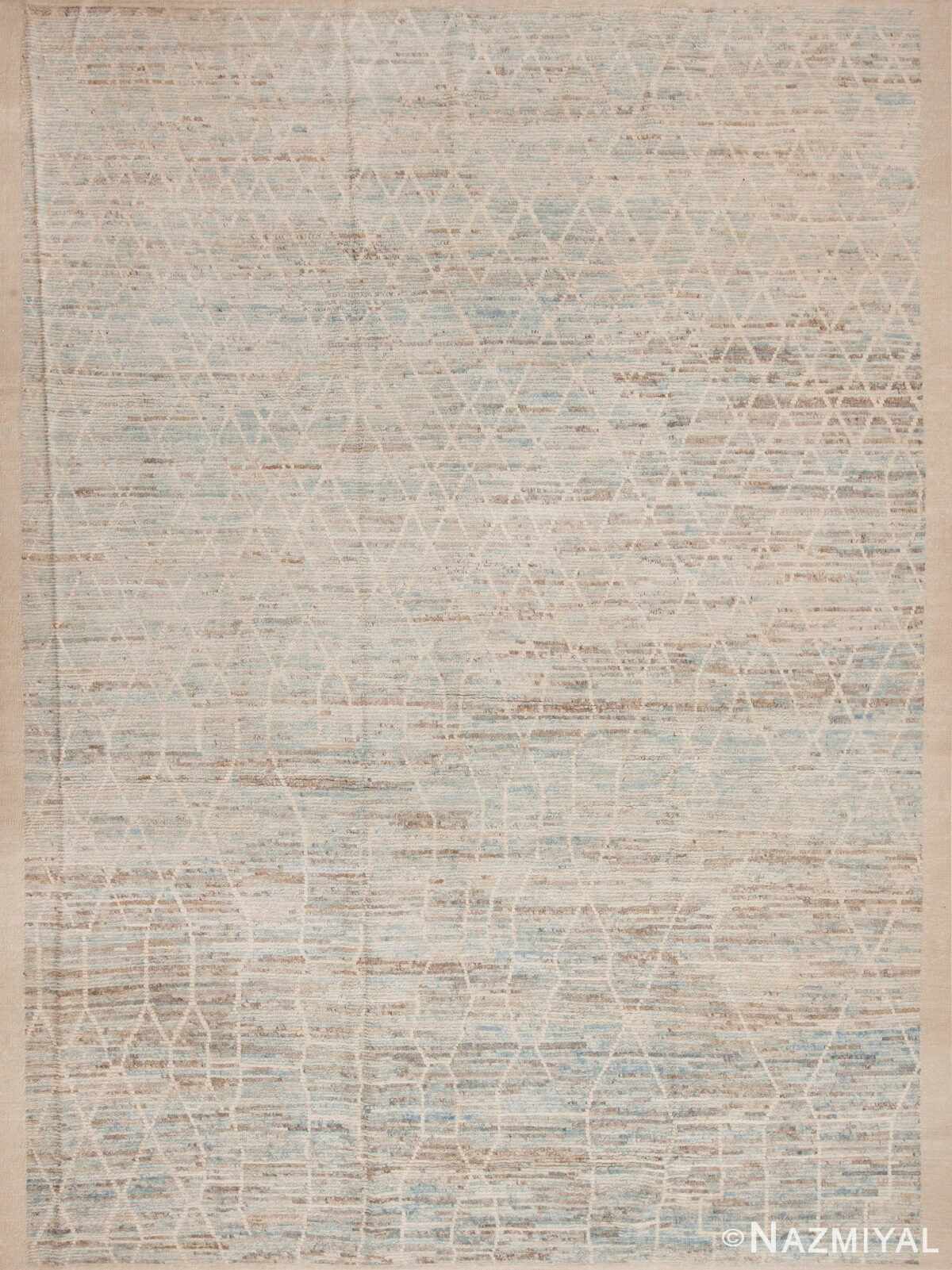 Tribal Light Blue Moroccan Berber Beni Ourain Pattern Modern Area Rug 11639 by Nazmiyal Antique Rugs