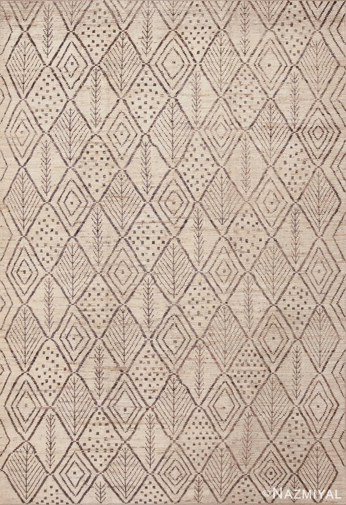Tribal Moroccan Berber Beni Ourain Design Modern Area Rug 11580 by Nazmiyal Antique Rugs