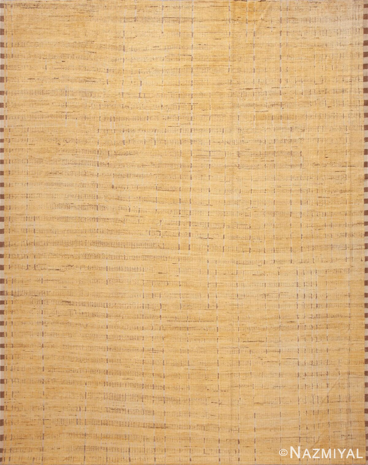 Soft Plush Wool Pile Warm Cozy Yellow Gold Color Abstract Tribal Geometric Design Modern Room Size Rug 11595 by Nazmiyal Antique Rugs