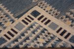 Weave Of Blue Flatwoven Scandinavian Modern Swedish Mid-Century Design Contemporary Geometric Kilim Rug 72543 by Nazmiyal Antique Rugs