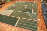 Whole View Of Geometric Moss Green Modern Swedish Scandinavian Flatwoven MCM Design Kilim Area Rug 72545 by Nazmiyal Antique Rugs