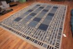 Whole View Of Gray Blue Flatwoven Scandinavian Modern Swedish Mid-Century Design Contemporary Geometric Kilim Rug 72543 by Nazmiyal Antique Rugs