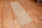 Whole View Of Plush Cream Wool Pile Stripped Contemporary Modern Hallway Runner Rug 11149 by Nazmiyal Antique Rugs