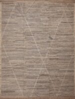 Facinating and Decorative Modern Abstract Minimalist Tribal Geometric Design In Earthtone Grey Color Room Size Area Rug 11649 by Nazmiyal Antique Rugs