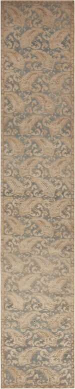 A Beautiful Antique Caucasian Tribal Geometric Paisley Design Long and Narrow Hallway Runner Karabagh Rug 72670 at Nazmiyal Antique Rugs
